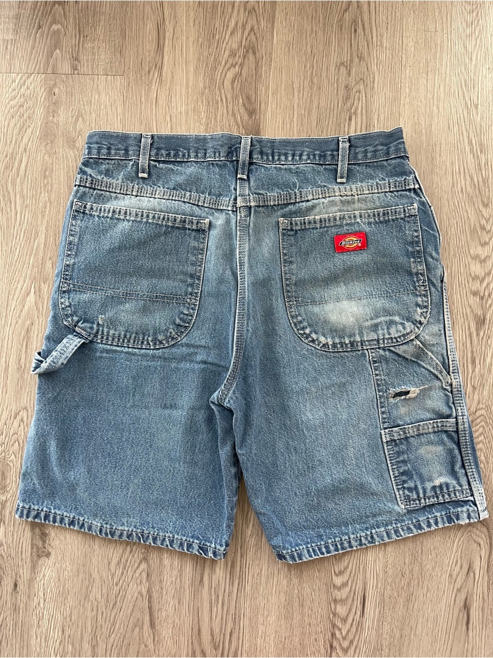 Dickies Light Wash Denim Cargo Carpenter Shorts - jorts